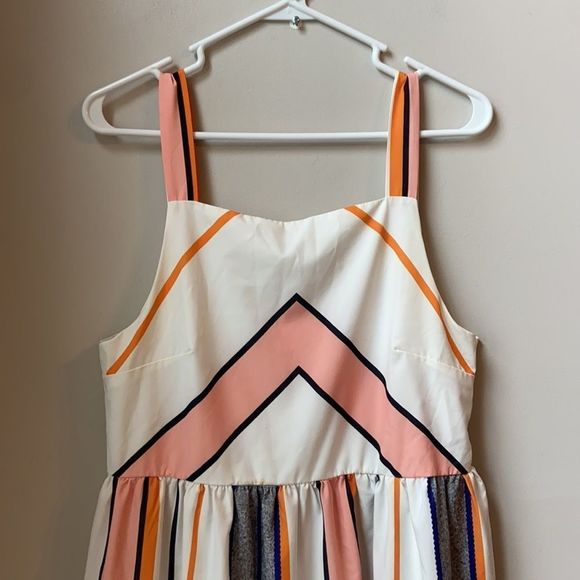 Wide Strapped Colorful Striped Maxi Dress - Picture 2 of 7